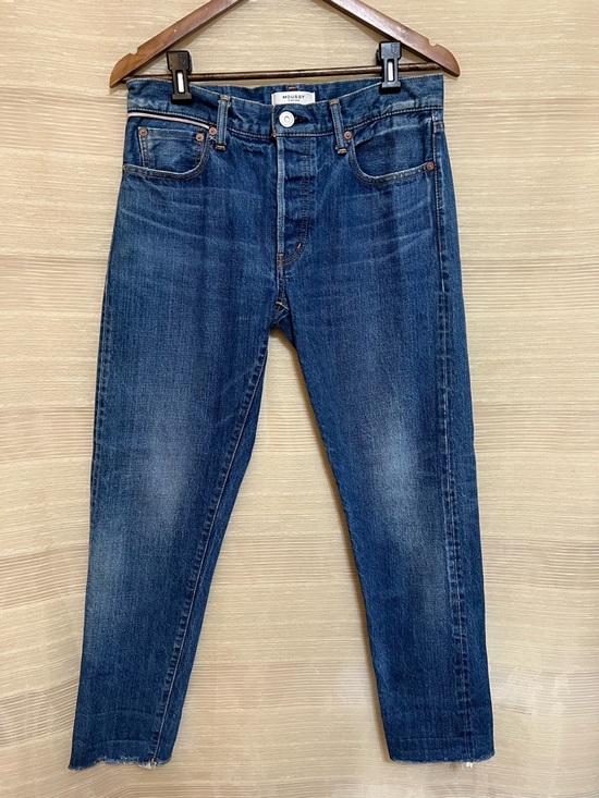 Moussy Denim - Moussy Vintage Slim Straight Jeans 30” Waist Medium Wash Raw Hem Button Fly